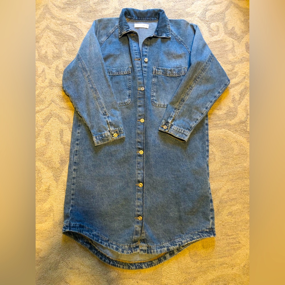Zara girl’s denim button-down dress NWOT